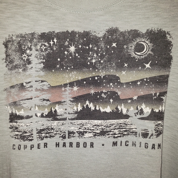 (L) Copper Harbor Michigan Green Thin Tee - Picture 3 of 8